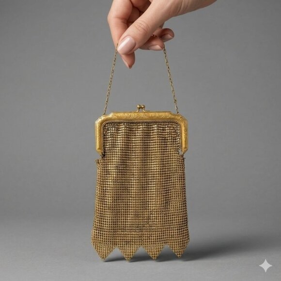 Unique Vintage Handbags - Vintage Brass Chainmail Mini Flapper Purse - made in Canada 🇨🇦